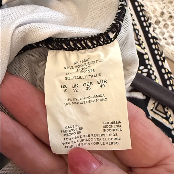 Black,  White, Tan  Polka Dot Swimsuit - Picture 3 of 3